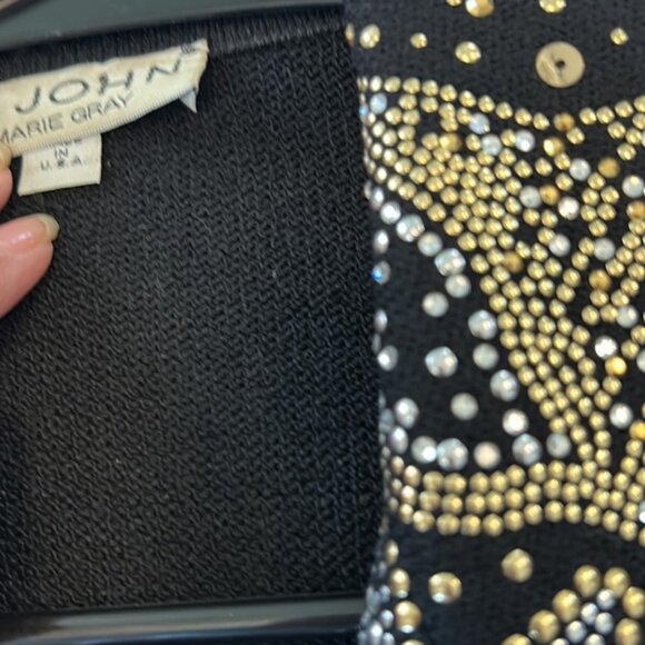 Vintage St. John knit Undersea Fantasia black pant suit blazer sequin 8 and pant - Picture 10 of 13